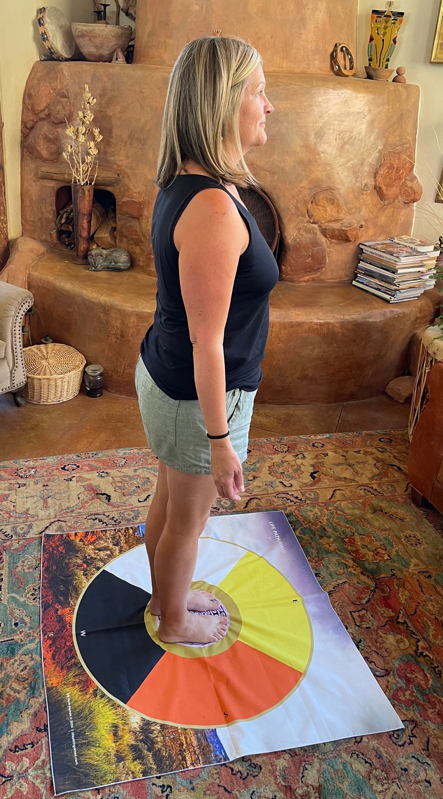 Stand in the Labyrinth center & take a guided journey around the wheel with printed instructions to assist you on your life path.